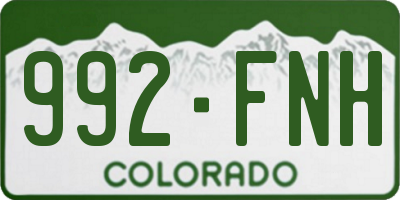 CO license plate 992FNH