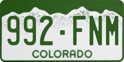 CO license plate 992FNM