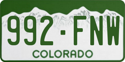 CO license plate 992FNW