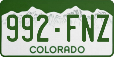 CO license plate 992FNZ