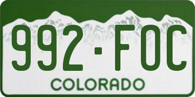 CO license plate 992FOC