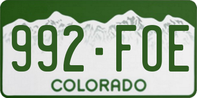 CO license plate 992FOE