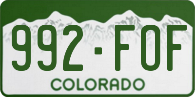 CO license plate 992FOF