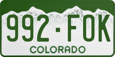 CO license plate 992FOK