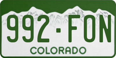 CO license plate 992FON
