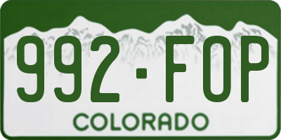 CO license plate 992FOP