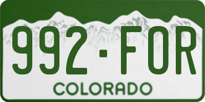 CO license plate 992FOR