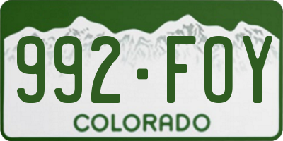 CO license plate 992FOY