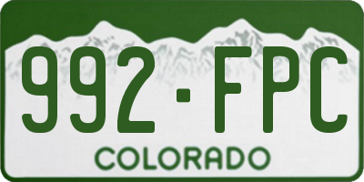 CO license plate 992FPC