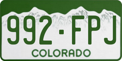 CO license plate 992FPJ