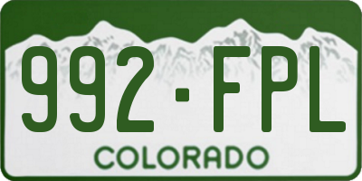 CO license plate 992FPL