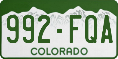 CO license plate 992FQA