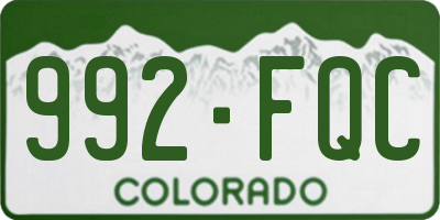 CO license plate 992FQC