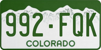 CO license plate 992FQK