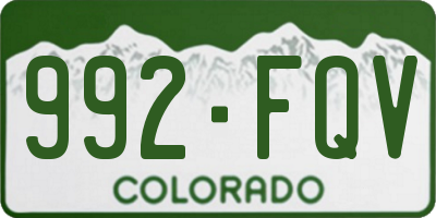 CO license plate 992FQV