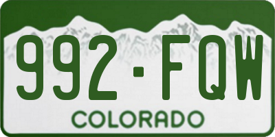 CO license plate 992FQW