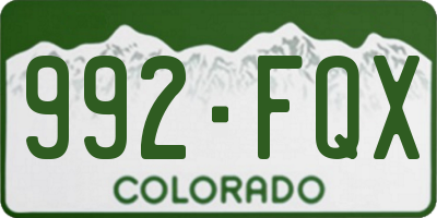 CO license plate 992FQX