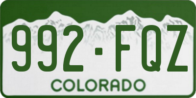 CO license plate 992FQZ