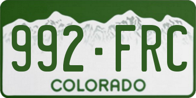 CO license plate 992FRC