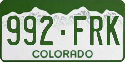 CO license plate 992FRK