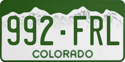 CO license plate 992FRL