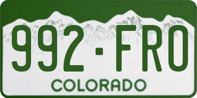 CO license plate 992FRO