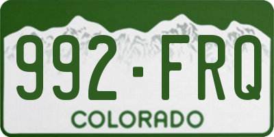 CO license plate 992FRQ