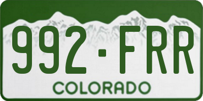 CO license plate 992FRR