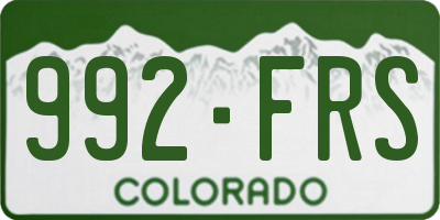 CO license plate 992FRS