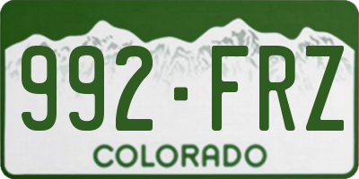 CO license plate 992FRZ