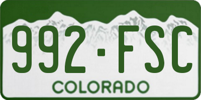 CO license plate 992FSC