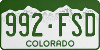 CO license plate 992FSD