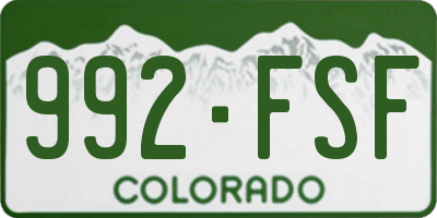 CO license plate 992FSF