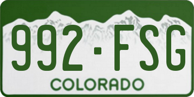 CO license plate 992FSG