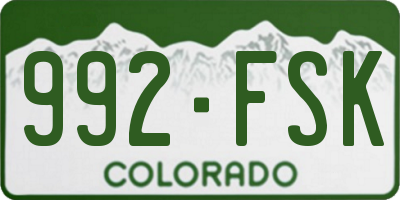 CO license plate 992FSK