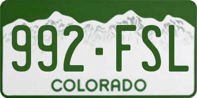 CO license plate 992FSL