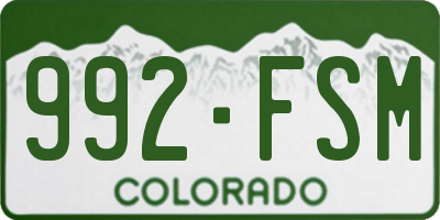 CO license plate 992FSM