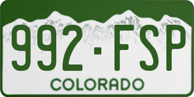CO license plate 992FSP