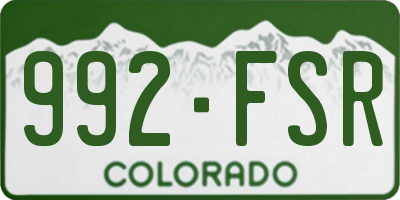 CO license plate 992FSR