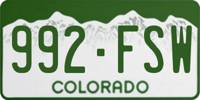 CO license plate 992FSW