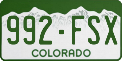 CO license plate 992FSX