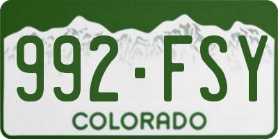 CO license plate 992FSY