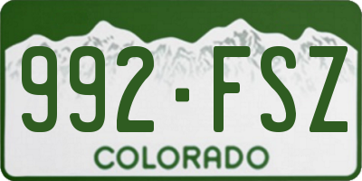 CO license plate 992FSZ