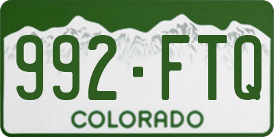 CO license plate 992FTQ