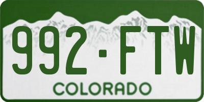 CO license plate 992FTW