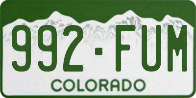 CO license plate 992FUM