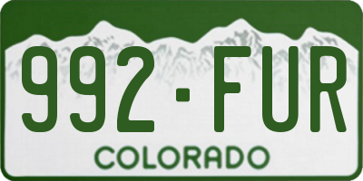 CO license plate 992FUR