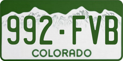 CO license plate 992FVB