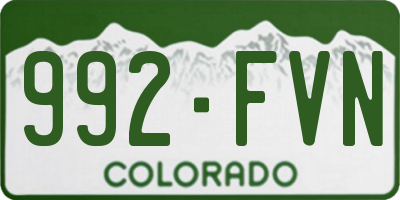 CO license plate 992FVN