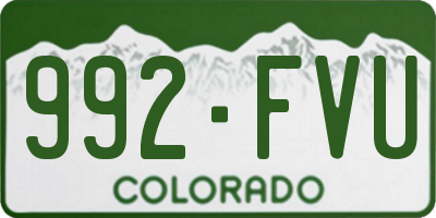 CO license plate 992FVU